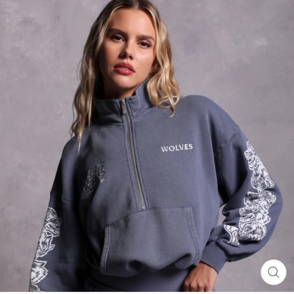 Darc Sport Norse Blue Everson Half Zip Mock Neck Vintage Sweatshirt Medium